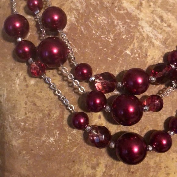 Triple beaded silver necklace - Picture 2 of 3
